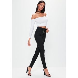 [missguided] • [vice high-waisted lace up jeans]